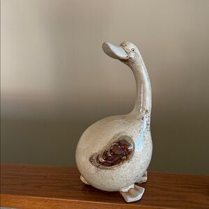 Ceramic Goose Figurine - Cream and Brown